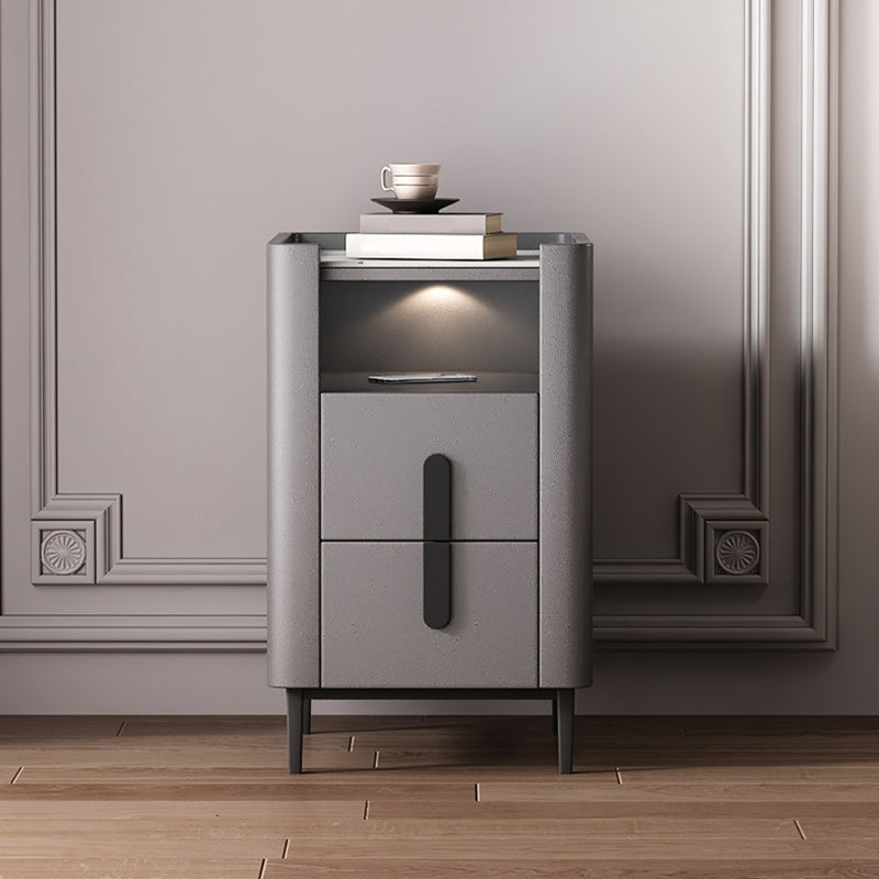 22 inch H Nightstand Moderne Open opbergsteen Top 2-ladel nachttafel met benen
