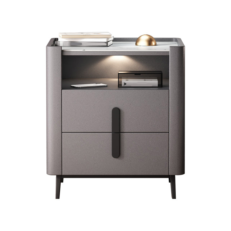 22 inch H Nightstand Moderne Open opbergsteen Top 2-ladel nachttafel met benen