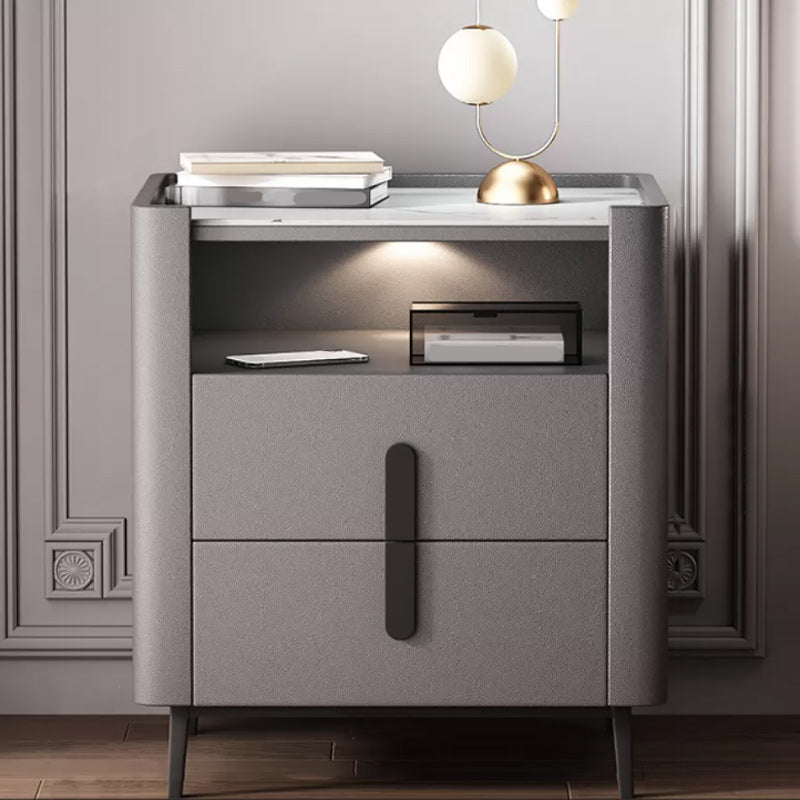 22 inch H Nightstand Moderne Open opbergsteen Top 2-ladel nachttafel met benen