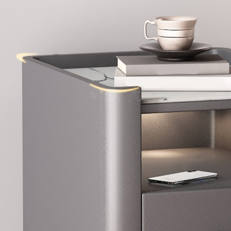 22 inch H Nightstand Moderne Open opbergsteen Top 2-ladel nachttafel met benen