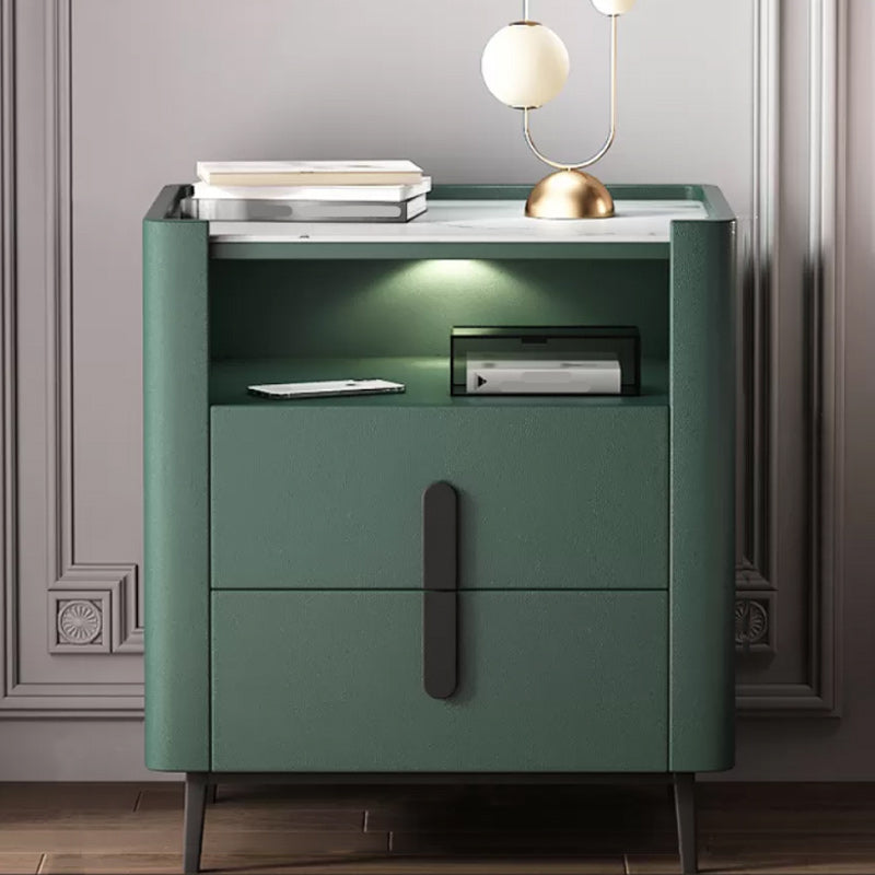 22 inch H Nightstand Moderne Open opbergsteen Top 2-ladel nachttafel met benen