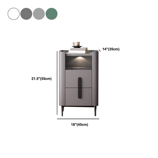 22インチのナイトスタンドモダンオープンストレージストーントップ2ドロワーナイトテーブルと足の
