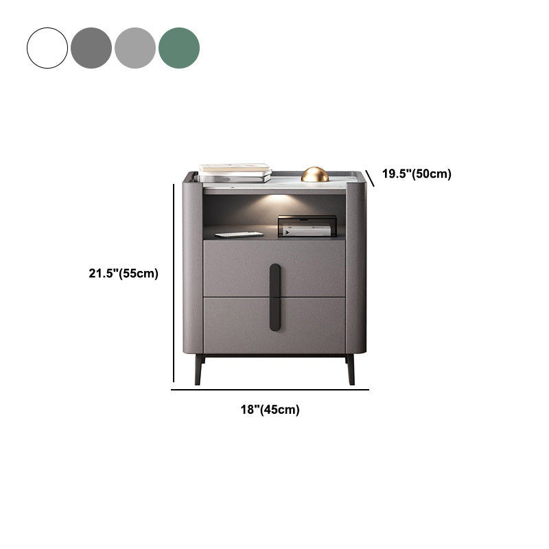 22 inch H Nightstand Moderne Open opbergsteen Top 2-ladel nachttafel met benen