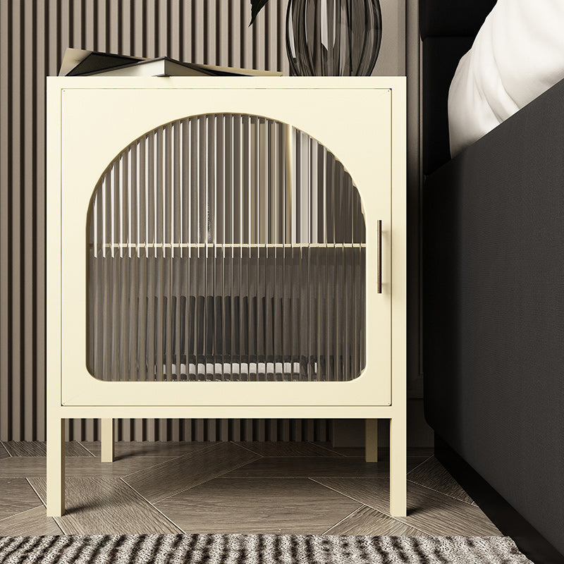 Armoire à lit moderne en métal 1 porte-étagère comprenant une table de chevet en fer avec des jambes en noir / blanc