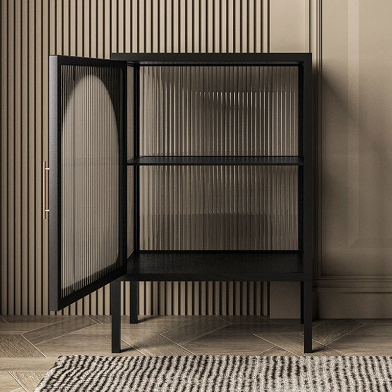 Armoire à lit moderne en métal 1 porte-étagère comprenant une table de chevet en fer avec des jambes en noir / blanc