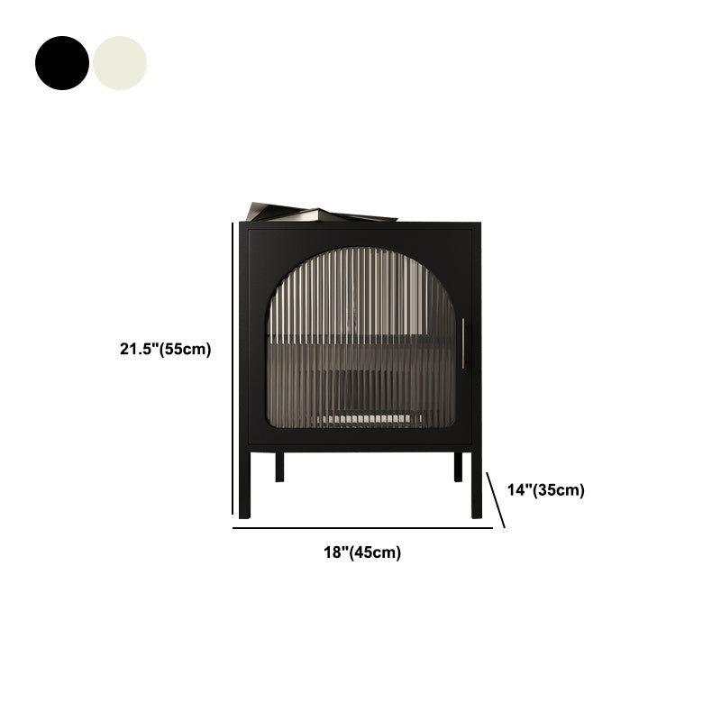 Armoire à lit moderne en métal 1 porte-étagère comprenant une table de chevet en fer avec des jambes en noir / blanc