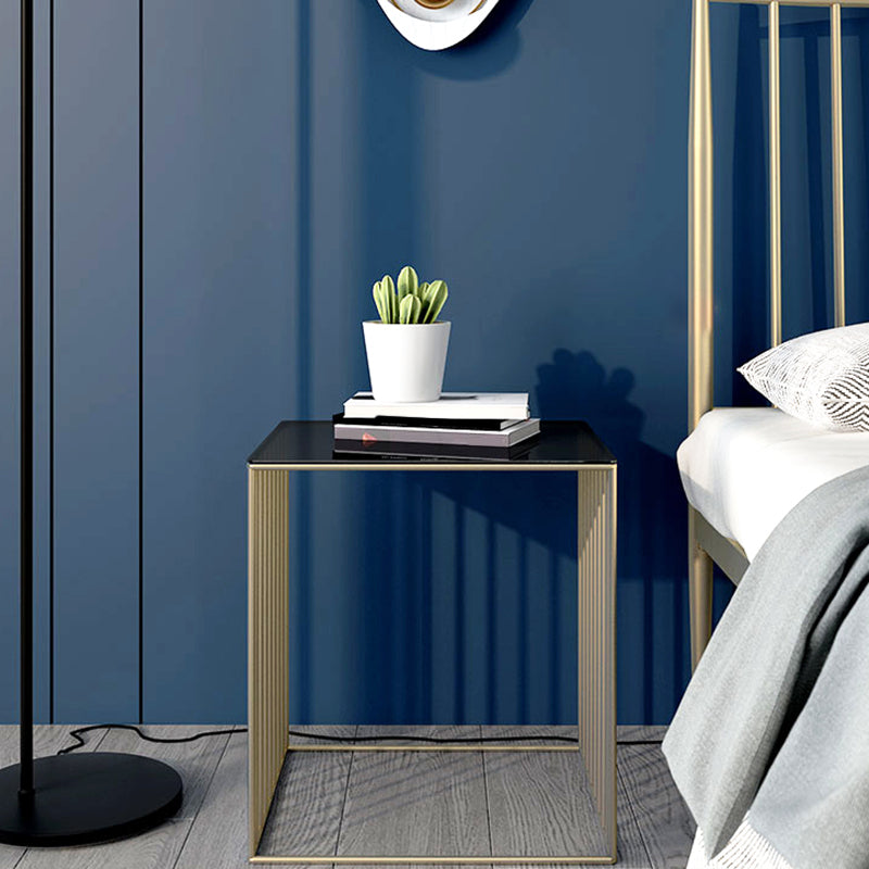 Moderner Glas Top Nachttisch Metall Nicht-Storage-Eisenbett Nachttisch