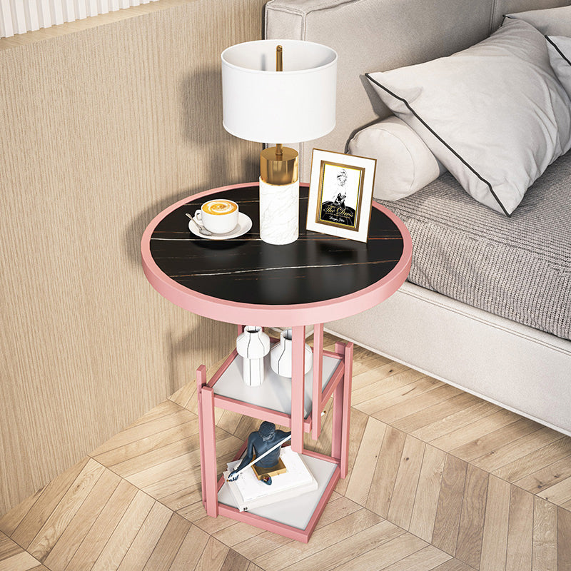 Moderno comodino aperto in pietra top 2-scaffali 22 pollici H Tavolo da notte