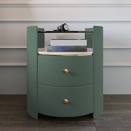 Glas Top Nachttisch moderner offener Aufbewahrung 2-Drawer Massivholz Nachttisch