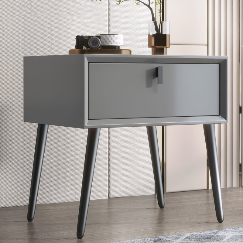 18 Inch H Nightstand 1-Drawer Storage Solid Wood Modern Night Table with Legs Grey Clearhalo 'Bedroom Furniture' 'furn' 'furn_night_stand' 'Furniture' 'night_stand' 'Nightstands' 5553725