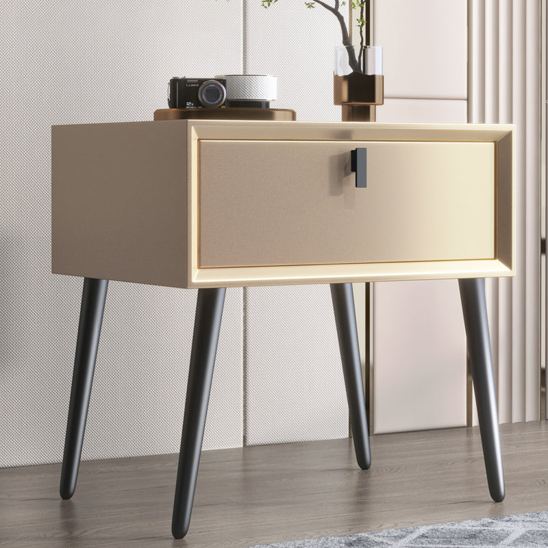 18 Inch H Nightstand 1-Drawer Storage Solid Wood Modern Night Table with Legs Champagne Clearhalo 'Bedroom Furniture' 'furn' 'furn_night_stand' 'Furniture' 'night_stand' 'Nightstands' 5553728