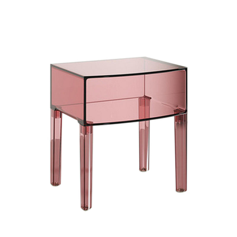 Modern Bed Cabinet Acrylic Open Storage Legs Included Bed Nightstand 16"L x 12"W x 17"H Pink Clearhalo 'Bedroom Furniture' 'furn' 'furn_night_stand' 'Furniture' 'night_stand' 'Nightstands' 5553761
