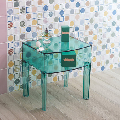 Modern Bed Cabinet Acrylic Open Storage Legs Included Bed Nightstand 16"L x 12"W x 17"H Green Clearhalo 'Bedroom Furniture' 'furn' 'furn_night_stand' 'Furniture' 'night_stand' 'Nightstands' 5553764