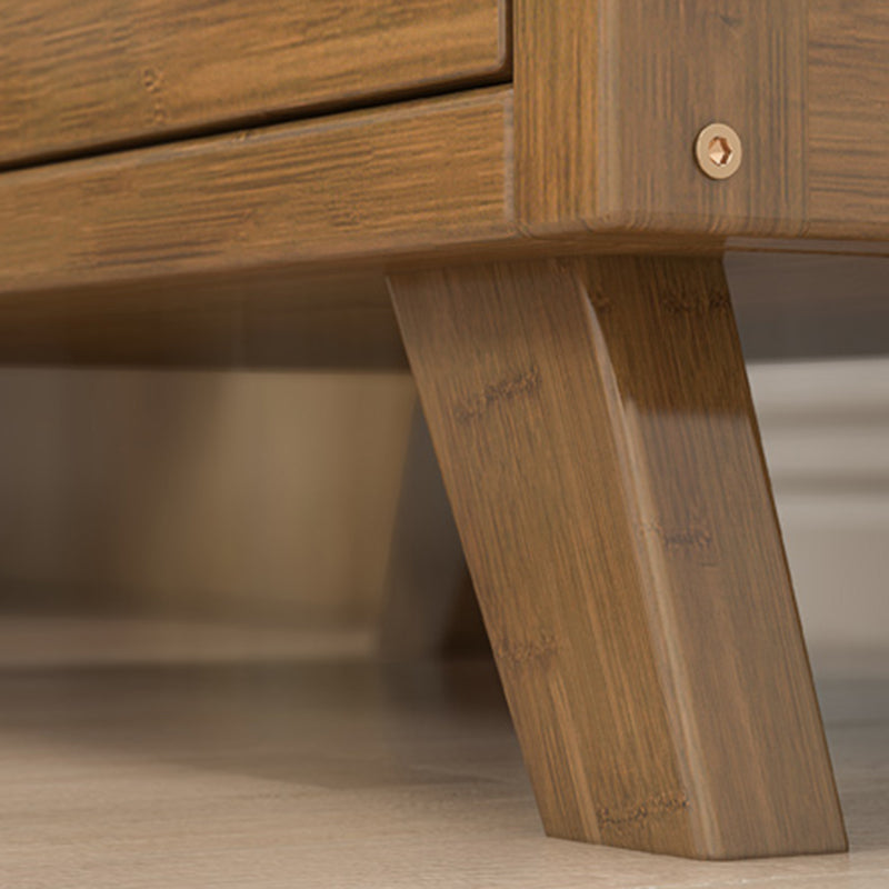 Moderno comodino marrone a legno in legno a legna a legna aperta con gambe