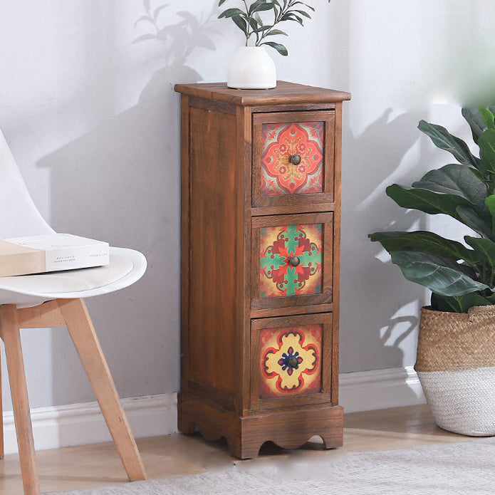 Coffre de rangement traditionnel marron, coffre de lingerie vertical avec tiroirs