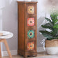 Coffre de rangement traditionnel marron, coffre de lingerie vertical avec tiroirs