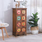 Coffre de rangement traditionnel marron, coffre de lingerie vertical avec tiroirs