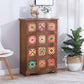 Coffre de rangement traditionnel marron, coffre de lingerie vertical avec tiroirs