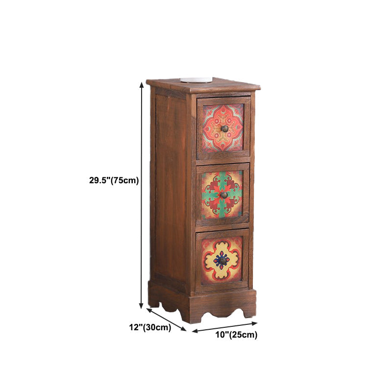 Coffre de rangement traditionnel marron, coffre de lingerie vertical avec tiroirs