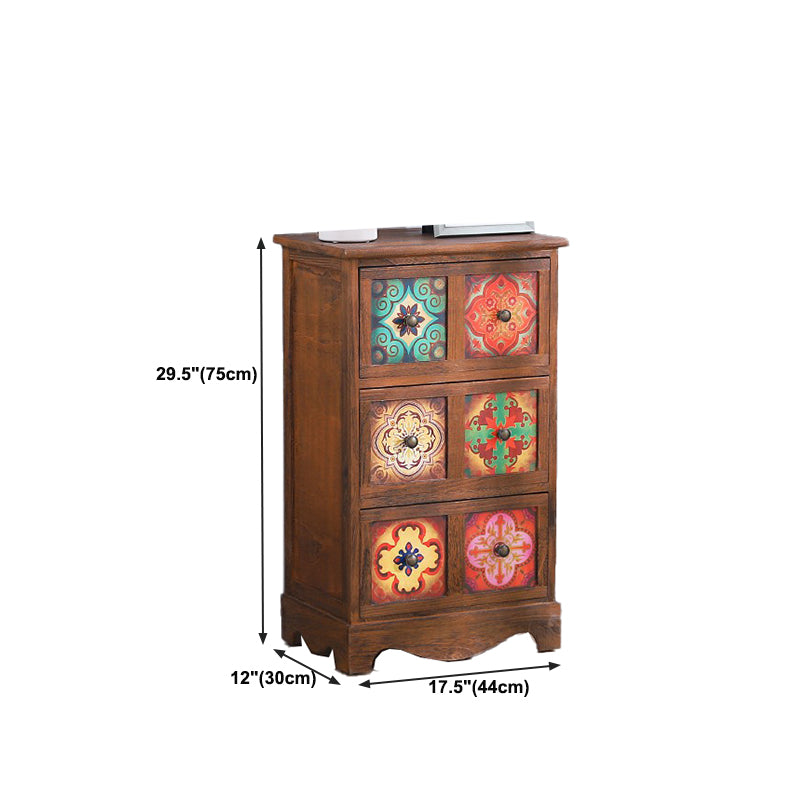 Coffre de rangement traditionnel marron, coffre de lingerie vertical avec tiroirs