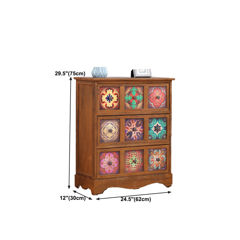 Coffre de rangement traditionnel marron, coffre de lingerie vertical avec tiroirs