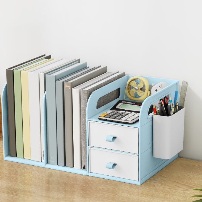 Modern Standard Plastic Bookcase Closed Back Bookshelf for Desk