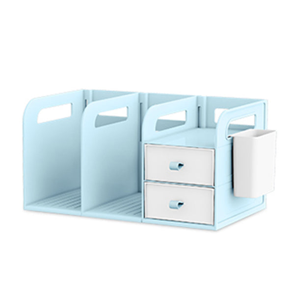 Modern Standard Plastic Bookcase Closed Back Bookshelf for Desk