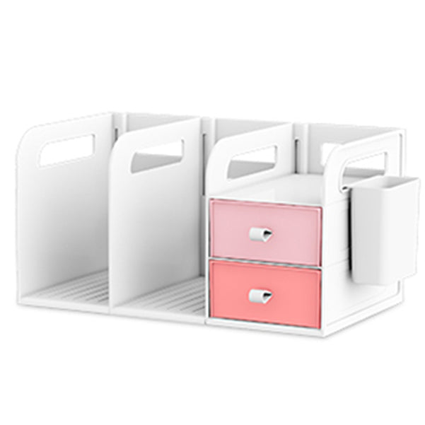 Modern Standard Plastic Bookcase Closed Back Bookshelf for Desk