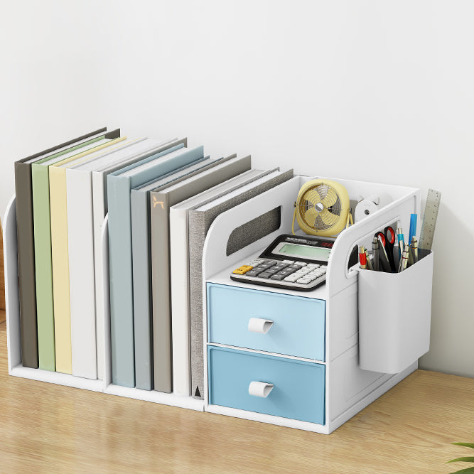 Modern Standard Plastic Bookcase Closed Back Bookshelf for Desk