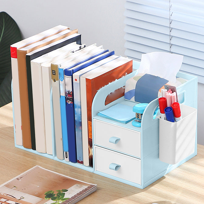 Modern Standard Plastic Bookcase Closed Back Bookshelf for Desk