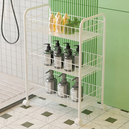 Modern Etagere Metal Bookcase Open Back Bookshelf for Balcony and Living Room 15"L x 10.6"W x 24.8"H White Clearhalo 'Bookcases' 'furn' 'furn_bookcases' 'Furniture' 'Office Furniture' 5554198