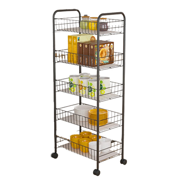 Modern Etagere Metal Bookcase Open Back Bookshelf for Balcony and Living Room 15"L x 10.6"W x 42.1"H Black Clearhalo 'Bookcases' 'furn' 'furn_bookcases' 'Furniture' 'Office Furniture' 5554201