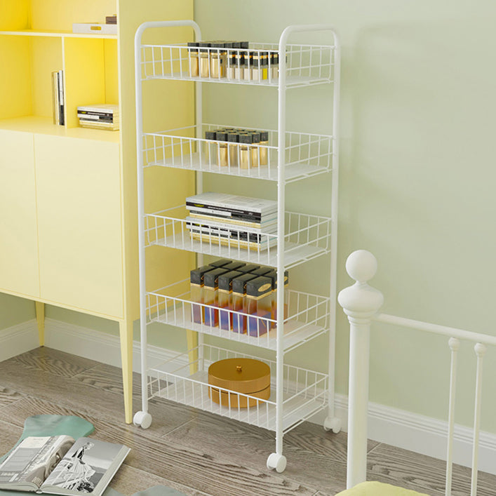 Modern Etagere Metal Bookcase Open Back Bookshelf for Balcony and Living Room 15"L x 10.6"W x 42.1"H White Clearhalo 'Bookcases' 'furn' 'furn_bookcases' 'Furniture' 'Office Furniture' 5554210