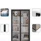 14.9" Wide Whit Bookcase Modern Stainless Steel and Glass Book Shelf With Doors
