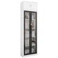 14.9" Wide Whit Bookcase Modern Stainless Steel and Glass Book Shelf With Doors