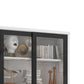 14.9" Wide Whit Bookcase Modern Stainless Steel and Glass Book Shelf With Doors