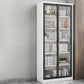 14.9" Wide Whit Bookcase Modern Stainless Steel and Glass Book Shelf With Doors