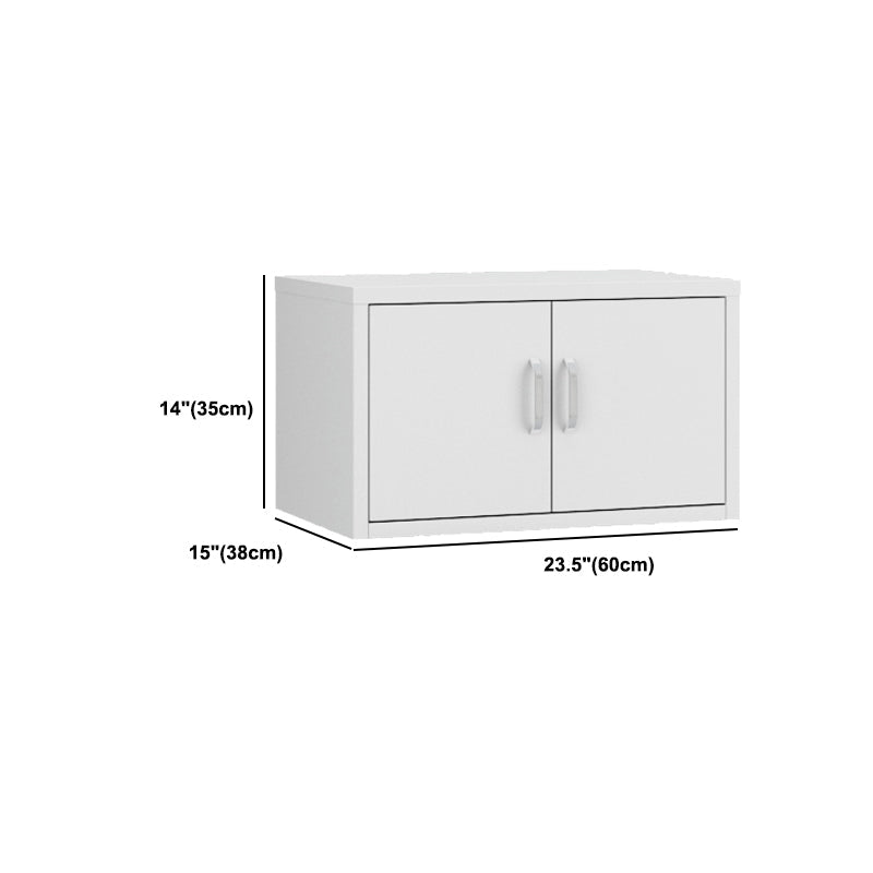 14.9" Wide Whit Bookcase Modern Stainless Steel and Glass Book Shelf With Doors