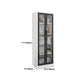 14.9" Wide Whit Bookcase Modern Stainless Steel and Glass Book Shelf With Doors