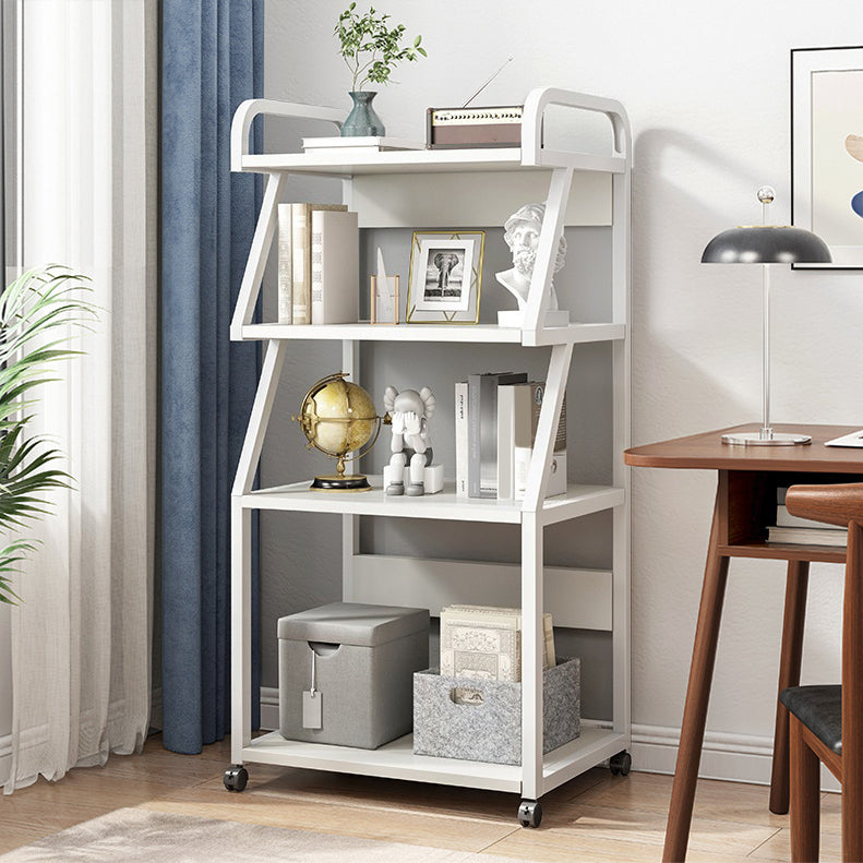 Ladder Wood and Metal Bookshelf, Multi Tiers Contemporary Bookcase for Living Room