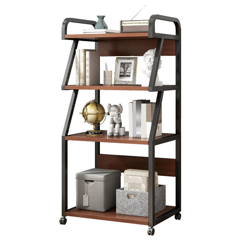 Ladder Wood and Metal Bookshelf, Multi Tiers Contemporary Bookcase for Living Room