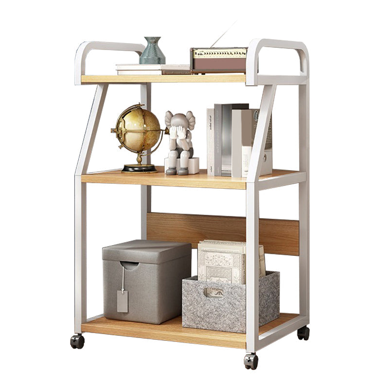 Ladder Wood and Metal Bookshelf, Multi Tiers Contemporary Bookcase for Living Room