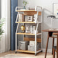 Ladder Wood and Metal Bookshelf, Multi Tiers Contemporary Bookcase for Living Room