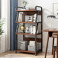 Ladder Wood and Metal Bookshelf, Multi Tiers Contemporary Bookcase for Living Room