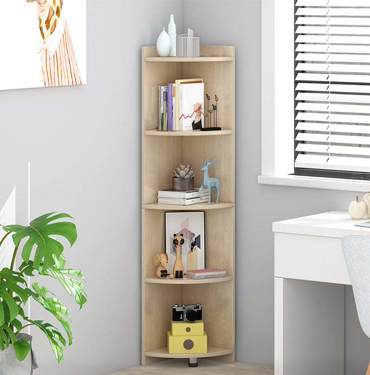 Closed Wooden Bookshelf Modern Home Living Room Multi-layer Corner Bookcase