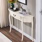 Mid-Century Modern Console Table Half Moon 4 Legs Rubbered Wood Sofa Console Table 39"L x 12"W x 33"H White Clearhalo 'Console Tables' 'console_tables' 'Entry & Mudroom Furniture' 'furn' 'furn_console_tables' 'Furniture' 5554712