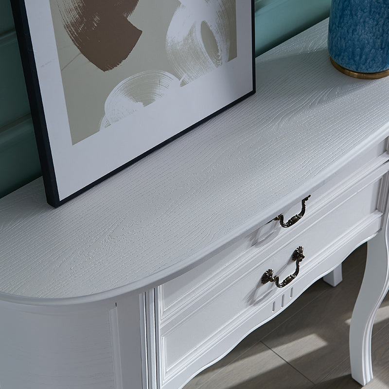 Mid-Century Modern 2-Drawer 4 Legs Rubbered Wood Half Moon Console Clearhalo 'Console Tables' 'console_tables' 'Entry & Mudroom Furniture' 'furn' 'furn_console_tables' 'Furniture' 5554757