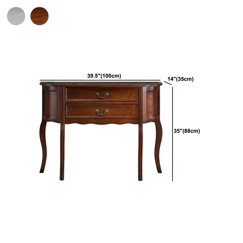 Mid-Century Modern 2-Drawer 4 Legs Rubbered Wood Half Moon Console Clearhalo 'Console Tables' 'console_tables' 'Entry & Mudroom Furniture' 'furn' 'furn_console_tables' 'Furniture' 5554764