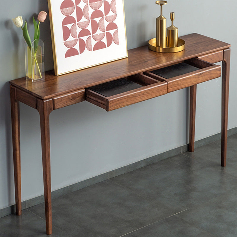 Mid-Century Modern Sofa Table 4 Legs Wood Rectangle Storage Walnut Console Table Clearhalo 'Console Tables' 'console_tables' 'Entry & Mudroom Furniture' 'furn' 'furn_console_tables' 'Furniture' 5554766