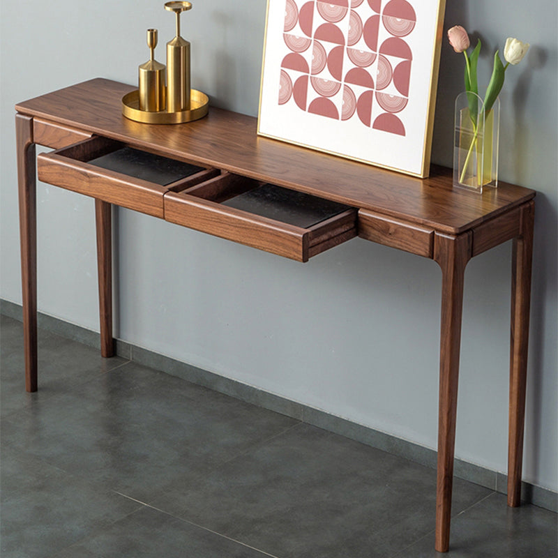 Mid-Century Modern Sofa Table 4 Legs Wood Rectangle Storage Walnut Console Table Clearhalo 'Console Tables' 'console_tables' 'Entry & Mudroom Furniture' 'furn' 'furn_console_tables' 'Furniture' 5554777